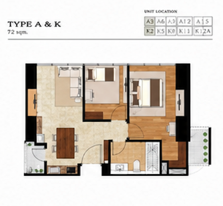 2 Bedroom 72sqm 間取り図