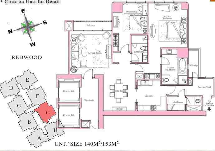 Pakubuwono View 2 Bedroom Redwood Inside 140sqm 間取り図