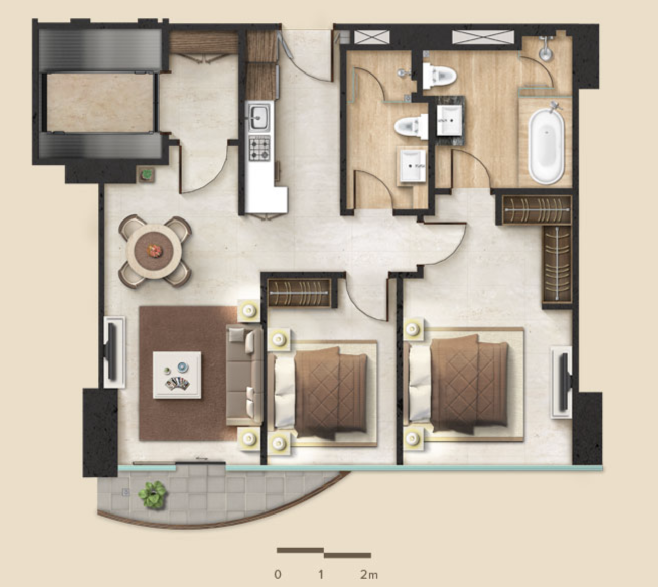 2bed 97sqm Floor Plan