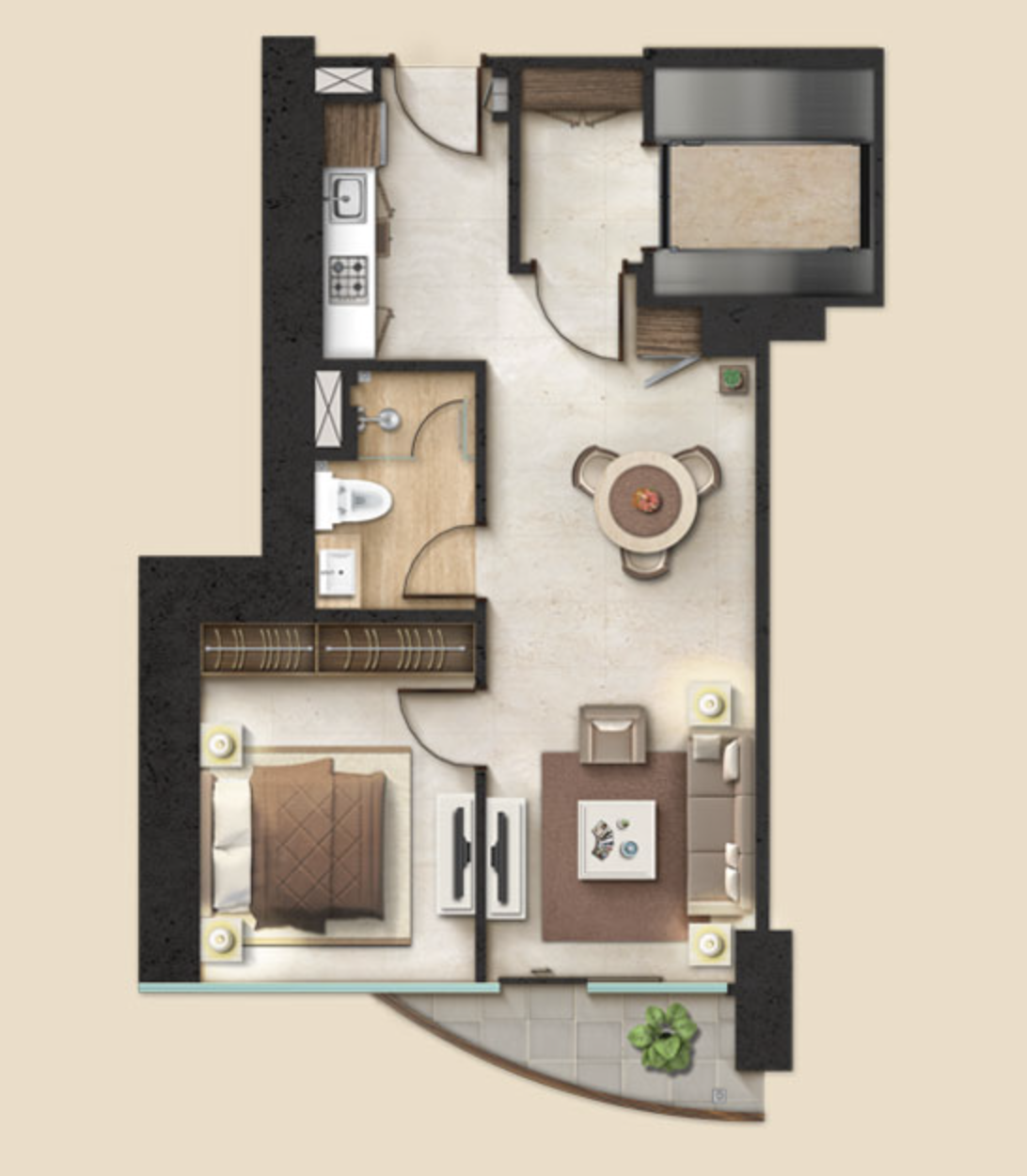 1bed 68sqm Floor Plan