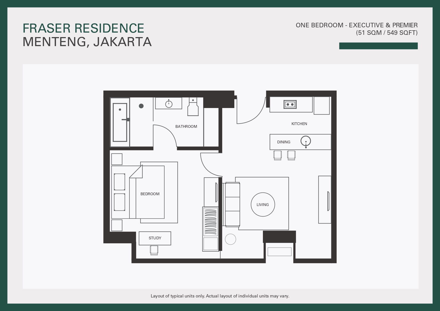 1 Bedroom 51sqm 間取り図