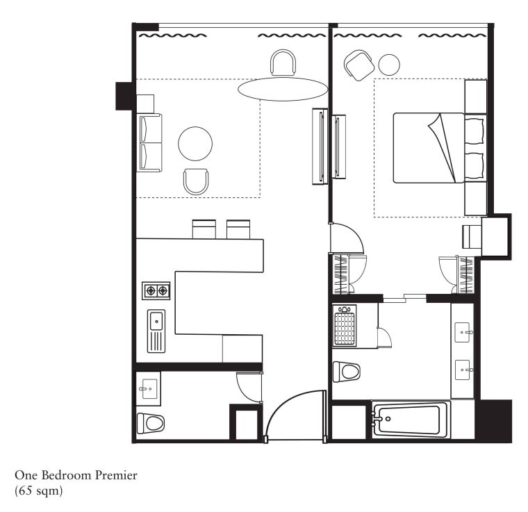 1 Bedroom Premier 65sqm 間取り図