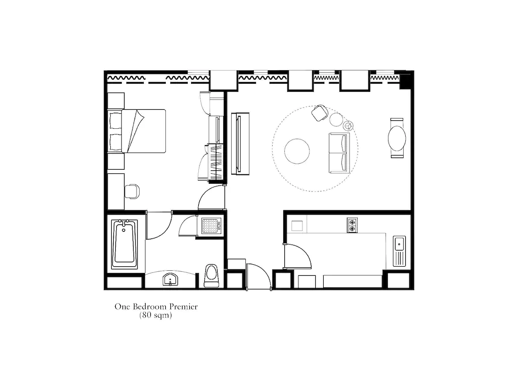 1 Bedroom Premier 80sqm 間取り図