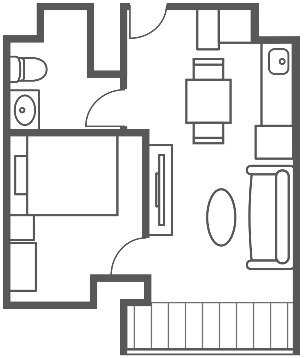 1 Bedroom 47sqm Shower Type 間取り図