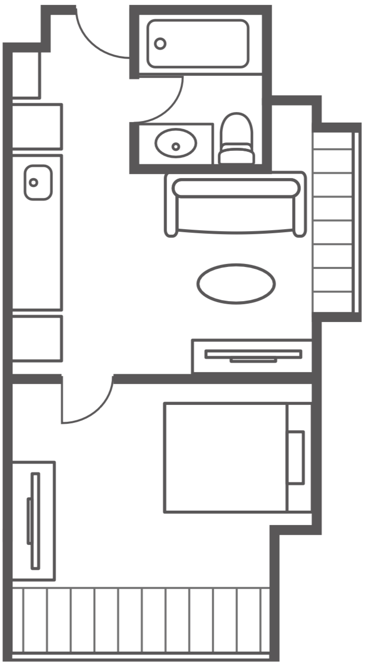 1 Bedroom 47sqm Type 2 間取り図