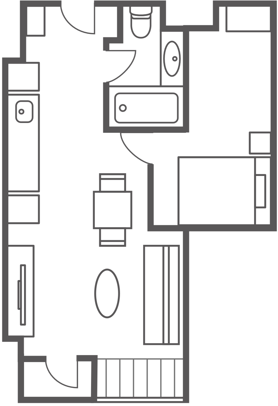 1 Bedroom 53sqm 間取り図