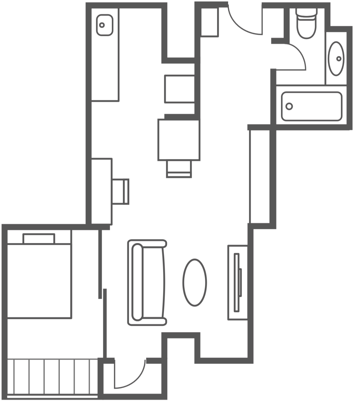 1 Bedroom 58sqm Type 2 間取り図