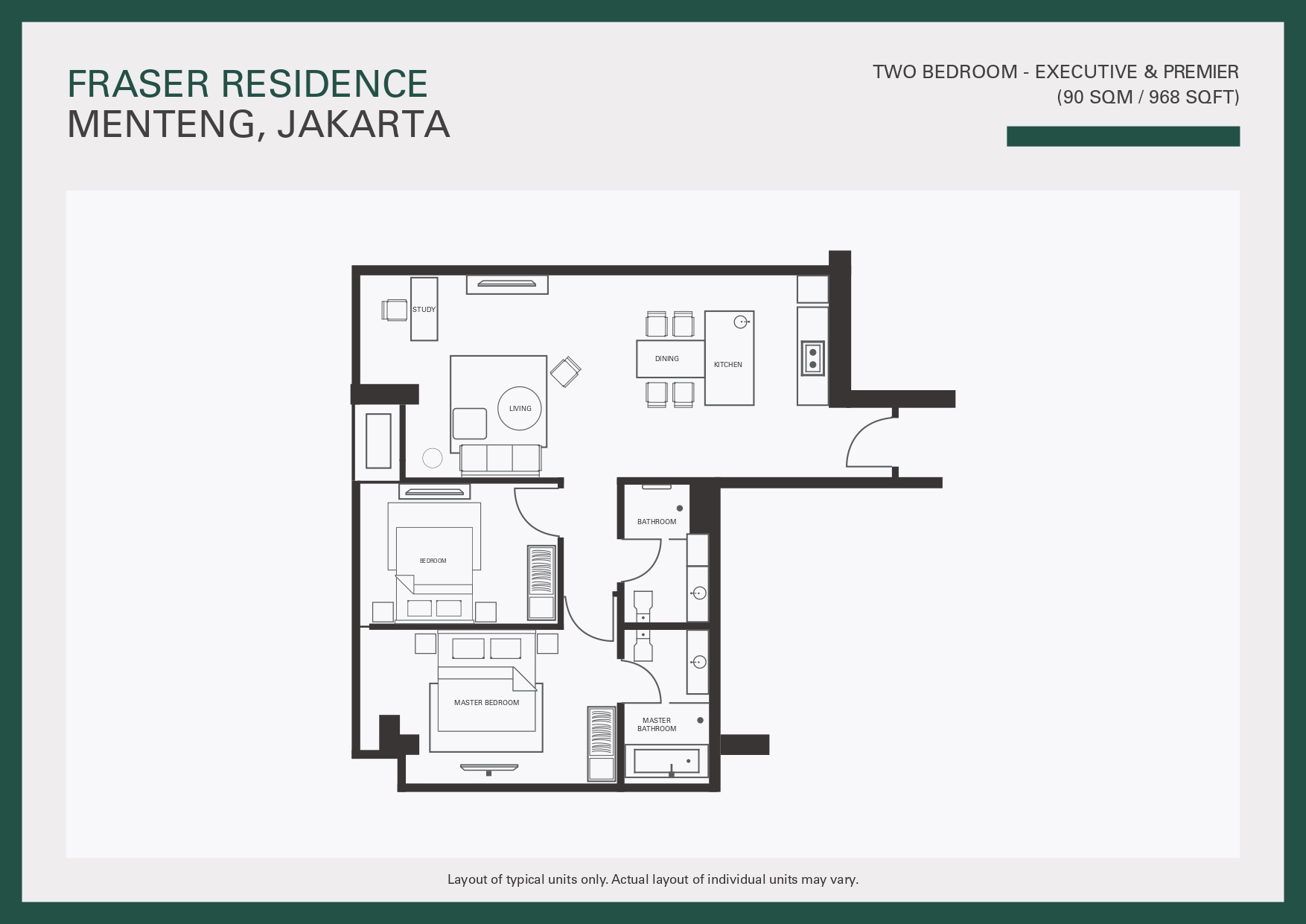 2 Bedroom 90sqm 間取り図