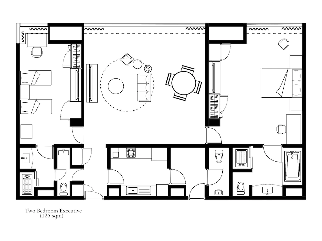 2 Bedroom Executive 125sqm 間取り図