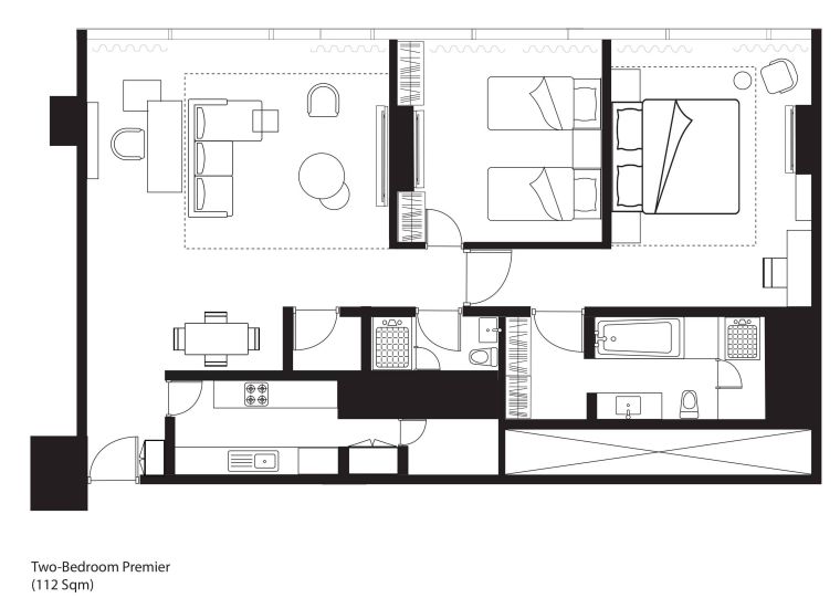 2 Bedroom Premier 112sqm 間取り図