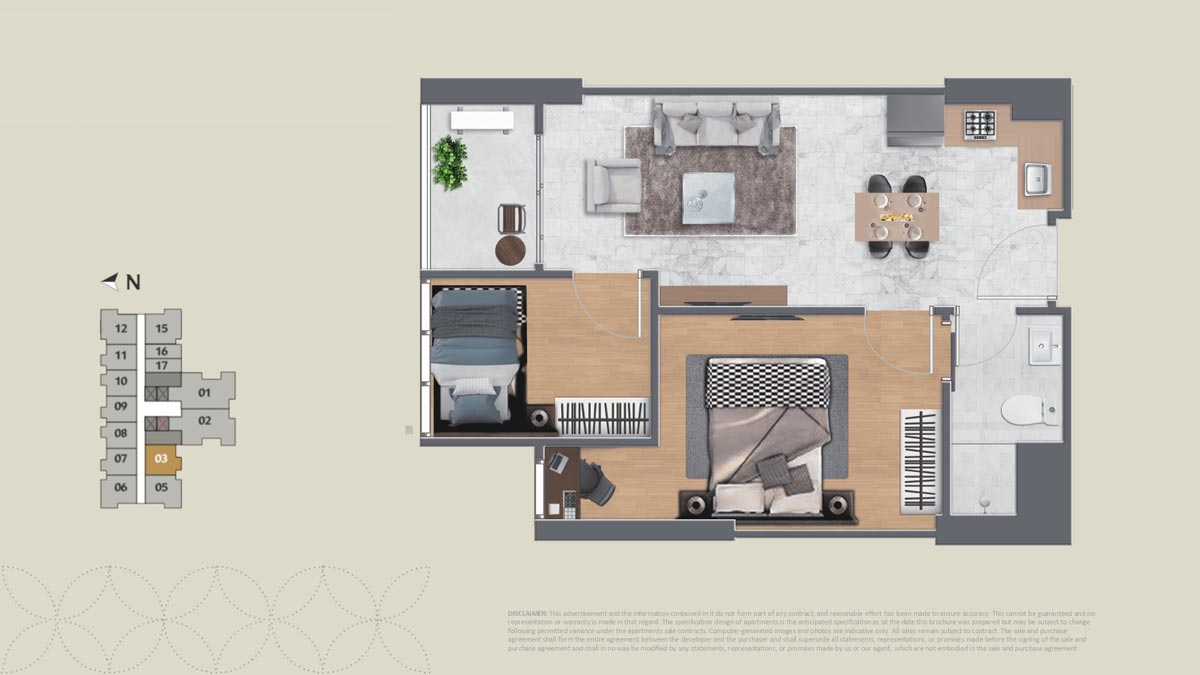 2 Bedroom Floor Plan Type 2