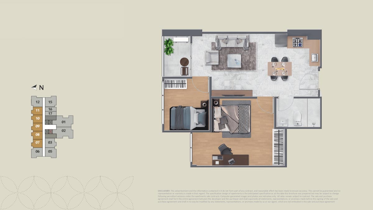 2 Bedroom Floor Plan Type 1