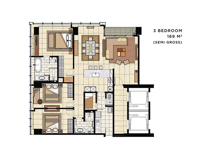 3Bed 169sqm Floor Plan