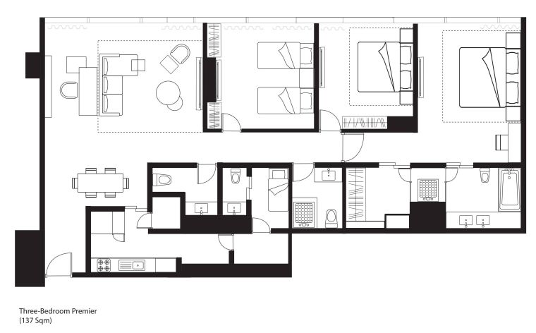 3 Bedroom Premier 137sqm 間取り図