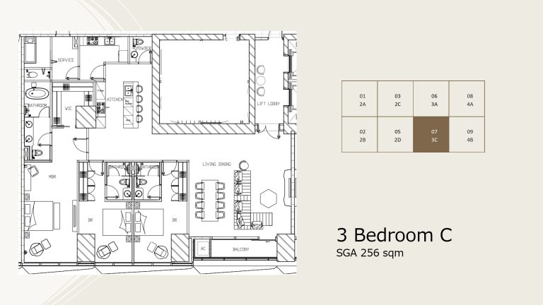 Two Sudirman 3 Bedroom 256sqm 間取り図