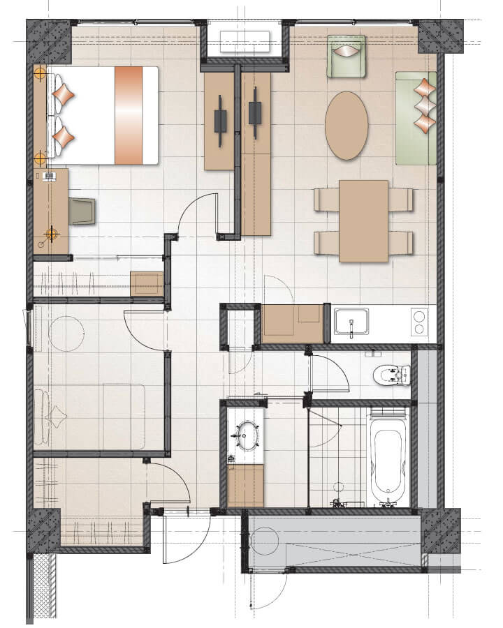 AXIA Corner Suite 71sqm Floor Plan