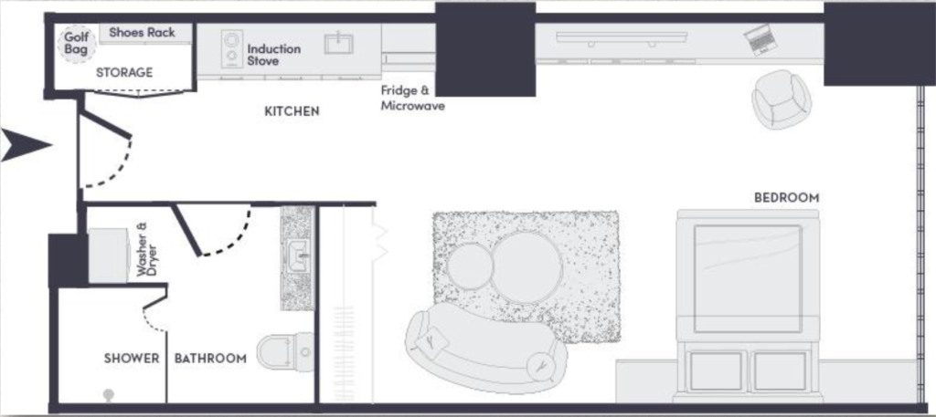 Advantage Studio 37sqm 間取り図