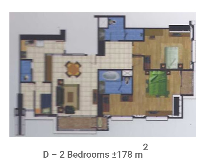 Tower 3 Type D 2 Bedrooms 178sqm Floor Plan