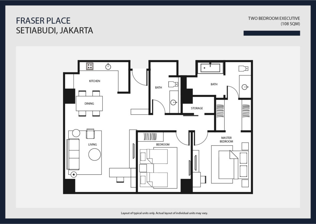 Fraser Place Setiabudi Two Bedroom Executive Floor Plan