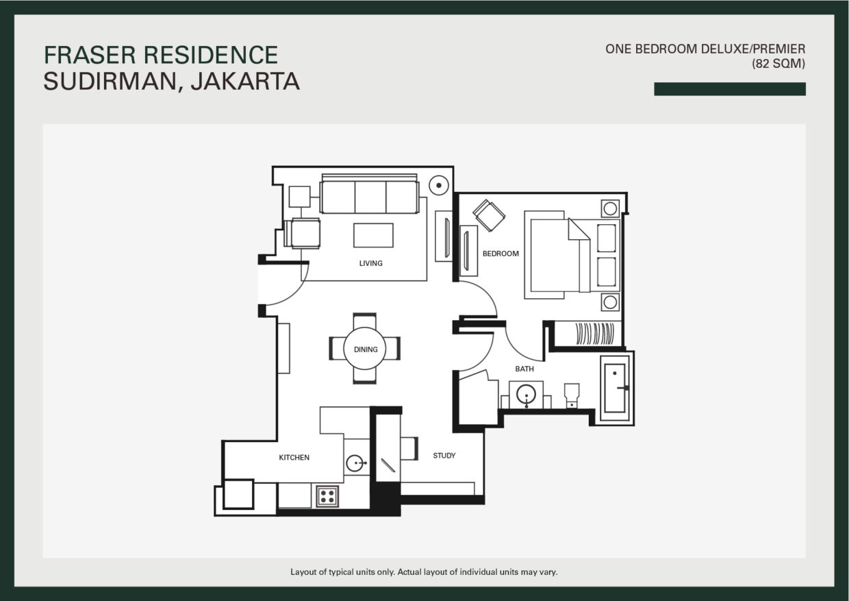 Fraser Residence Sudirman One Bedroom Deluxe Floor Plan
