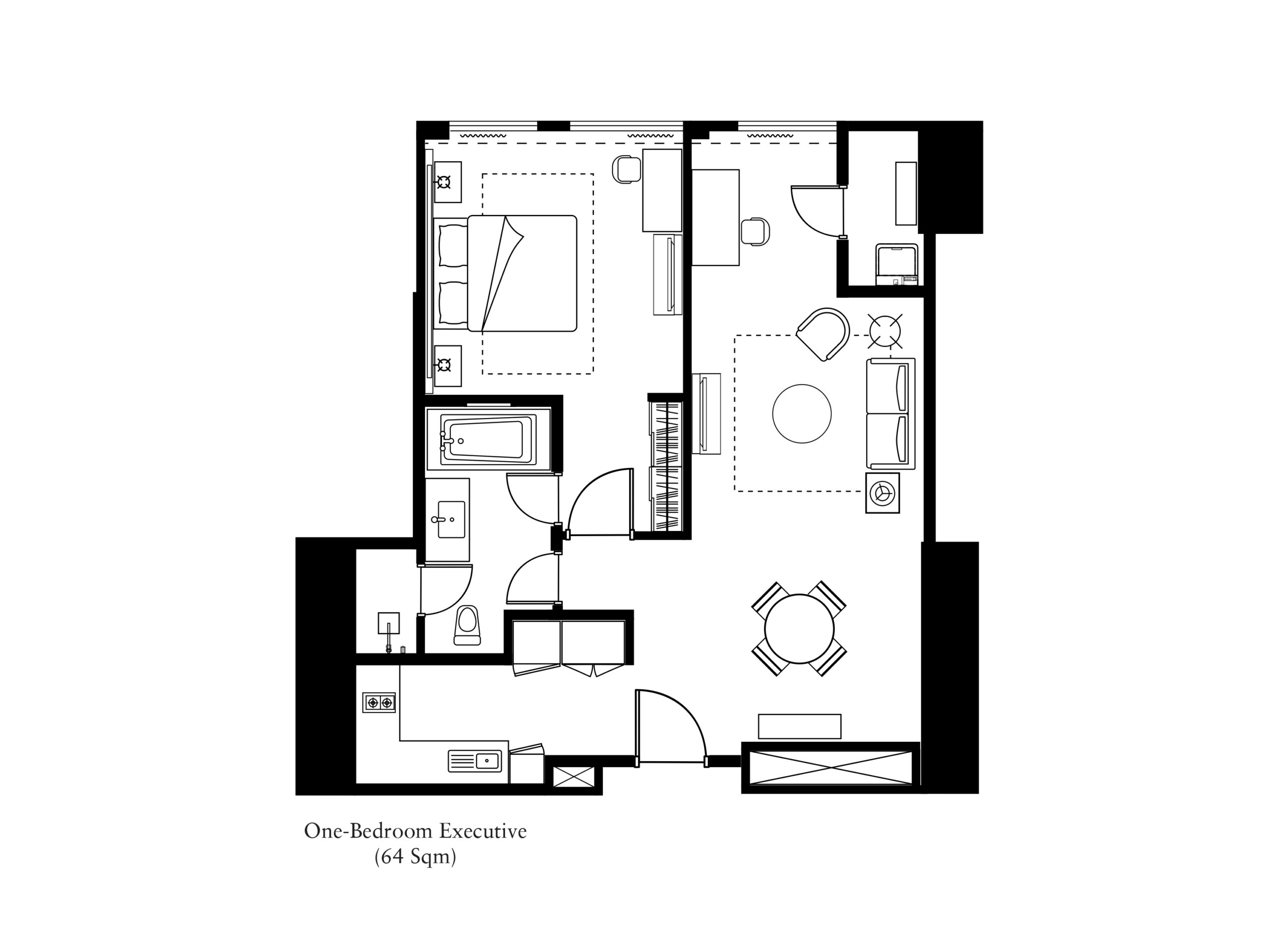 One Bedroom Executive 64sqm 間取り図