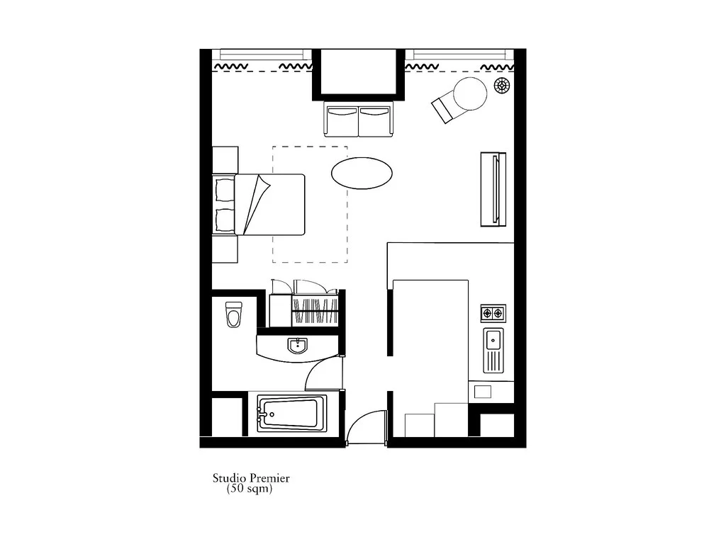 Studio Premier 50sqm 間取り図