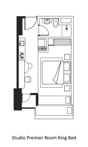 Studio Premier Room King Bed 間取り図