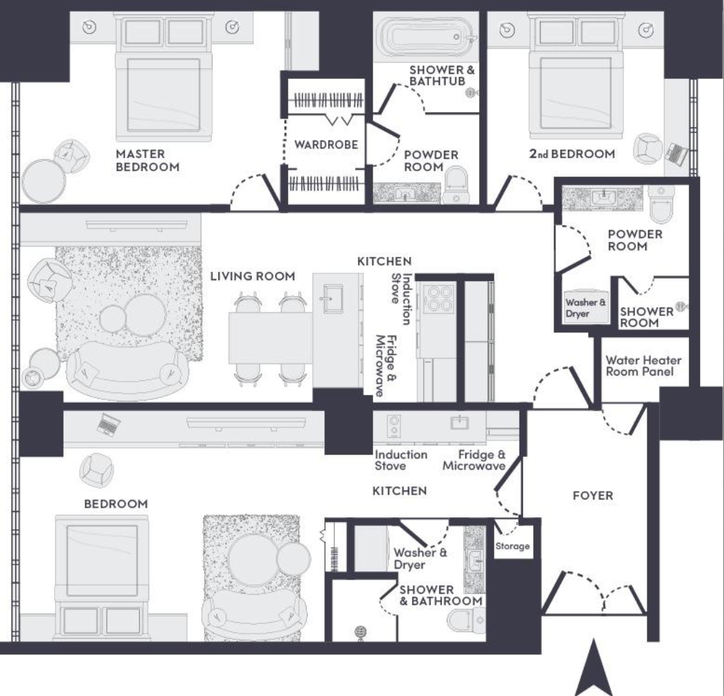 Advantage 3 Bedroom 127sqm 間取り図