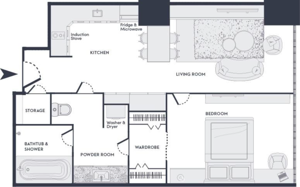 Advantage 1 Bedroom 56sqm 間取り図