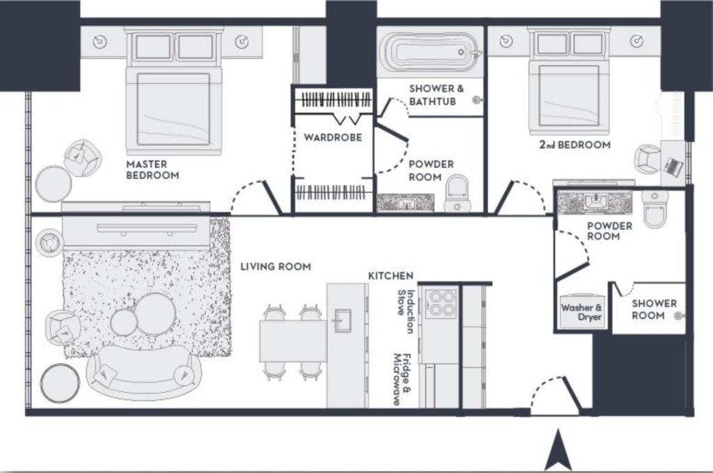 Advantage 2 Bedroom 85sqm 間取り図