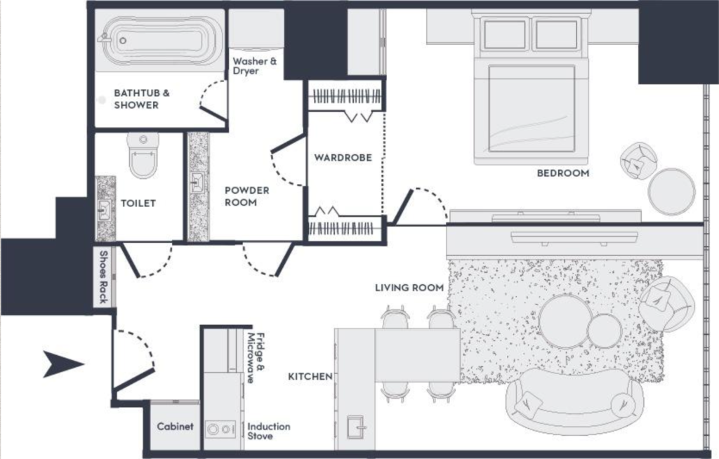 Executive Suite 1 Bedroom 62sqm 間取り図