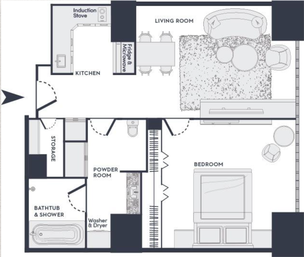 Signature 1 Bedroom 59sqm 間取り図