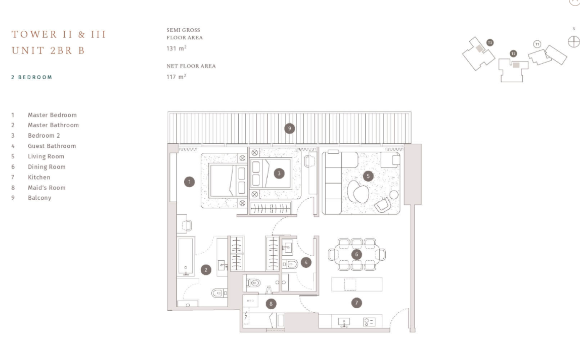 Tower 2/3 2bed Floor Plan