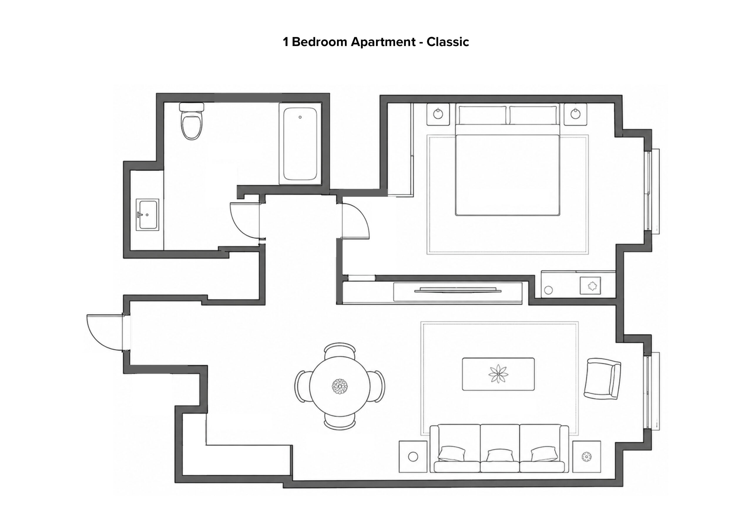 1 Bedroom Classic 間取り図