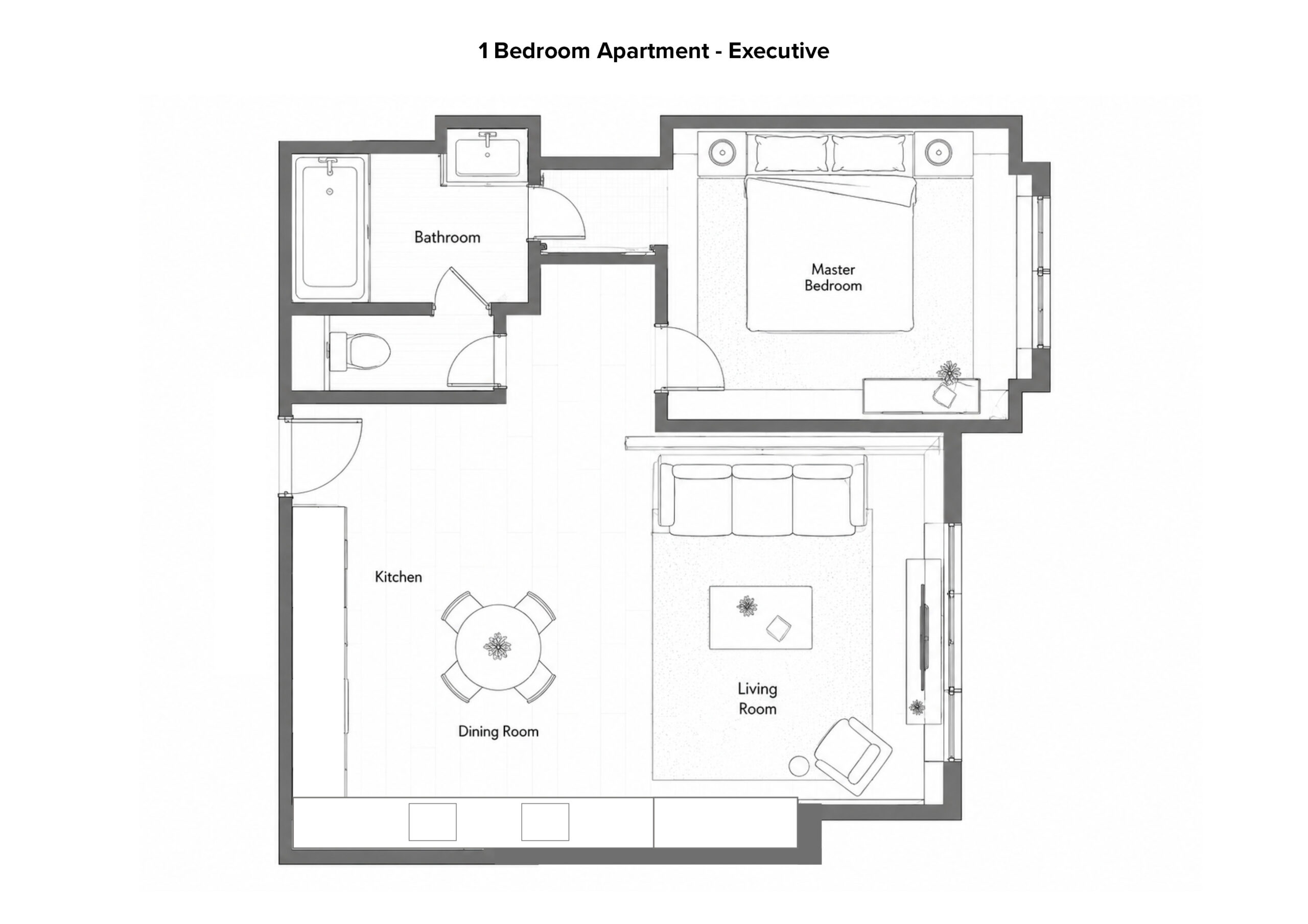 1 Bedroom Executive 間取り図