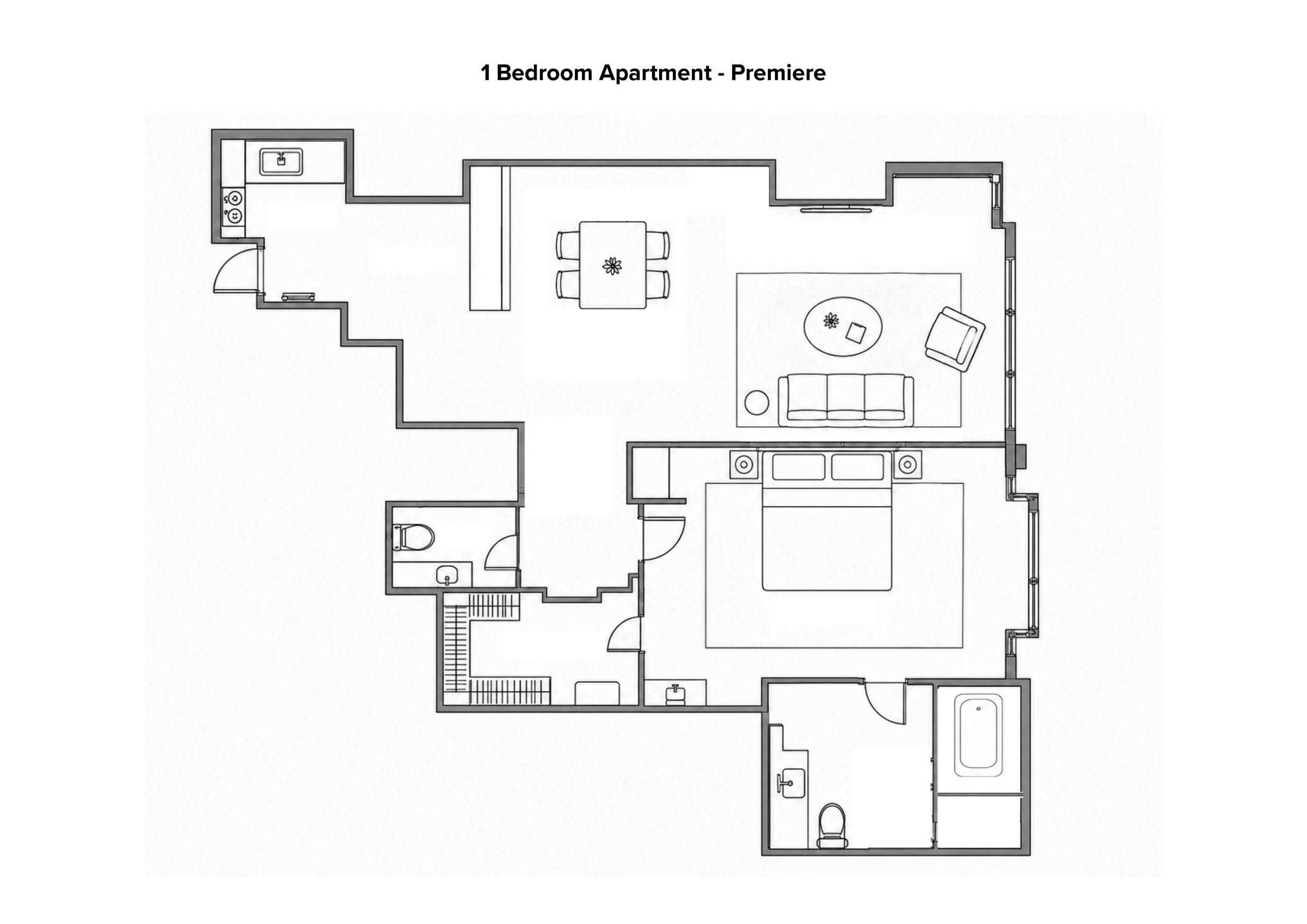 1 Bedroom Premier 間取り図
