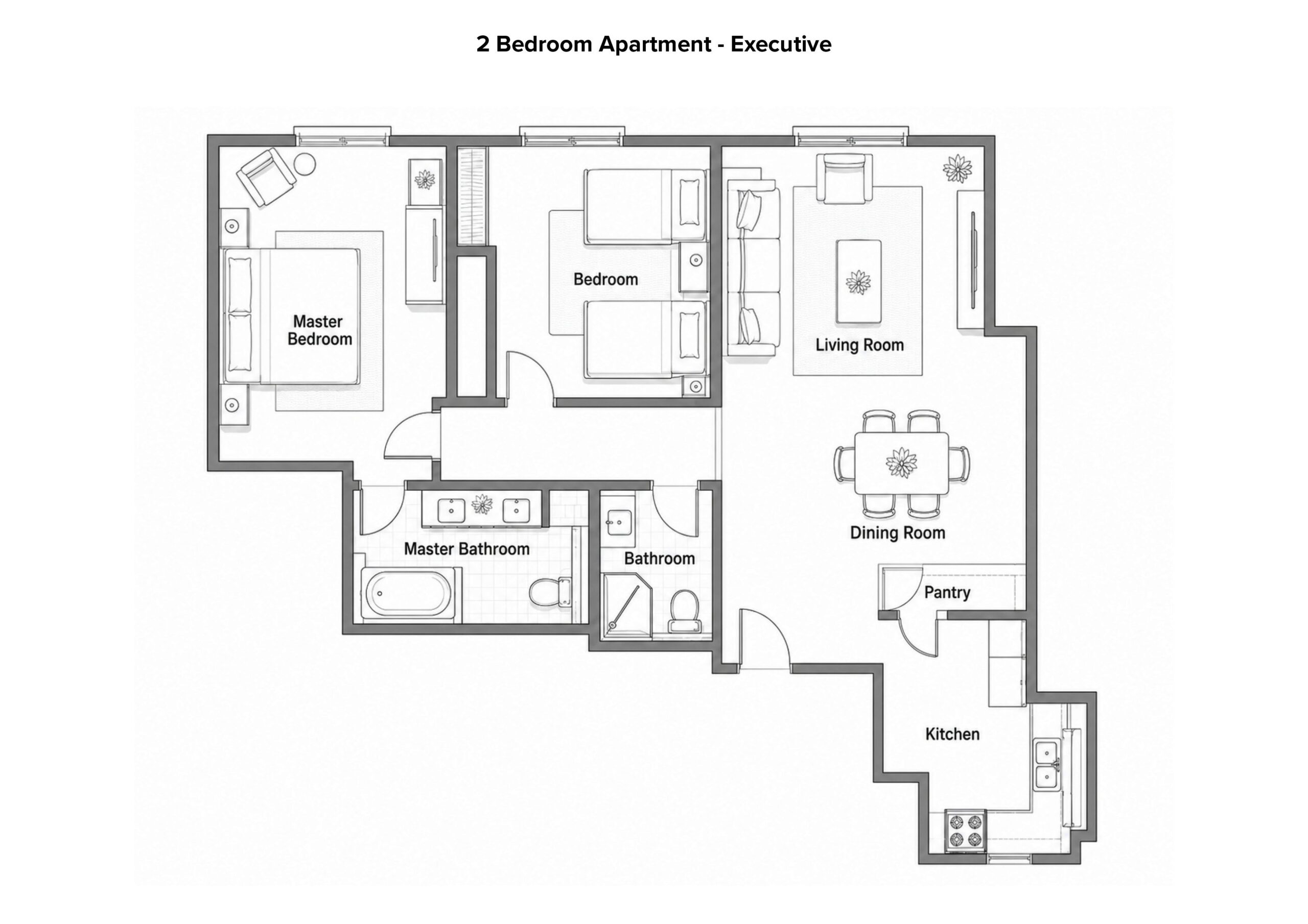 2 Bedroom Executive 間取り図