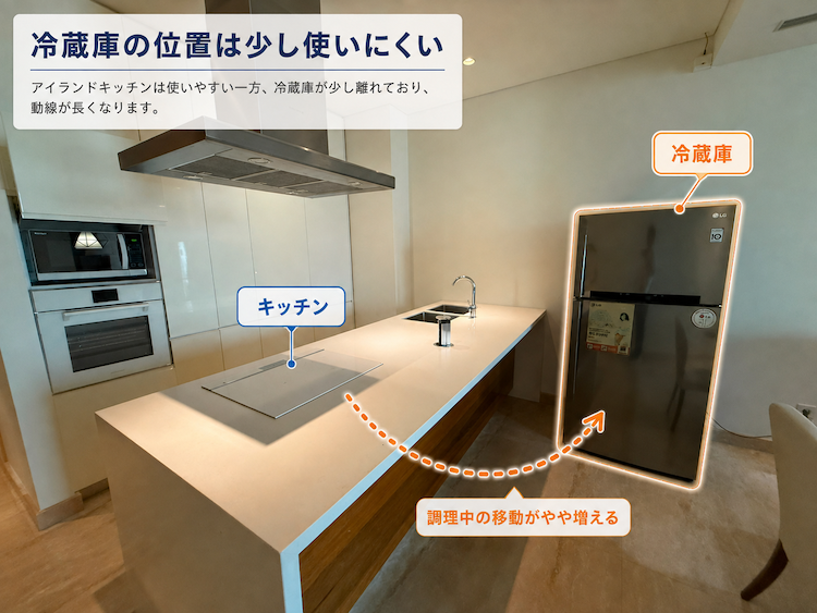 Pakubuwono House 冷蔵庫とキッチンの動線