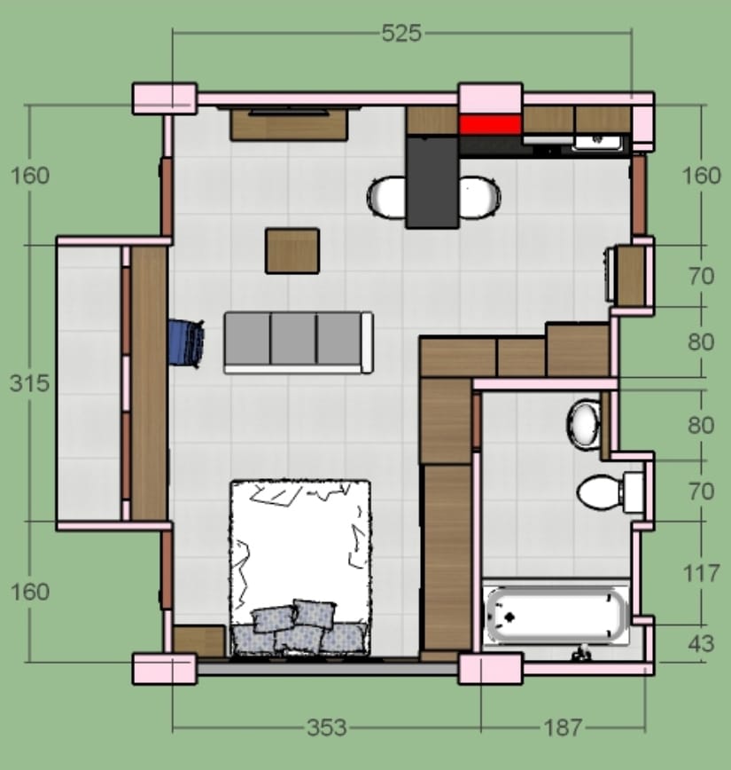 1 Bedroom Royal Suite 48.4sqm 間取り図