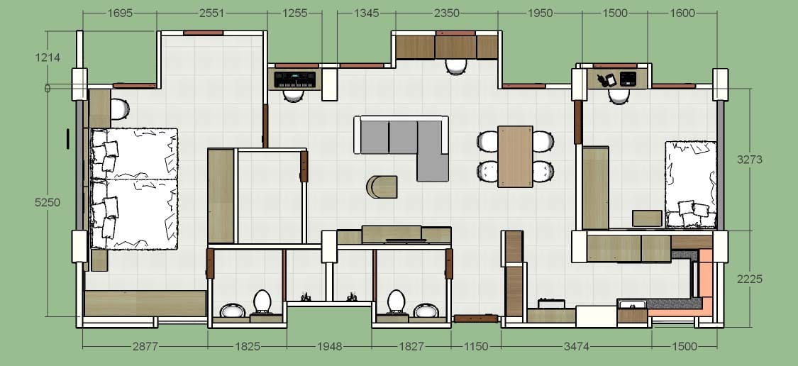 2 Bedroom Royal Diamond 112.5sqm 間取り図