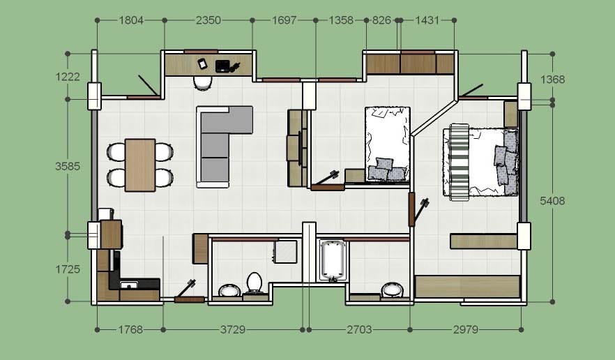 2 Bedroom Premier Suite 88.3sqm 間取り図