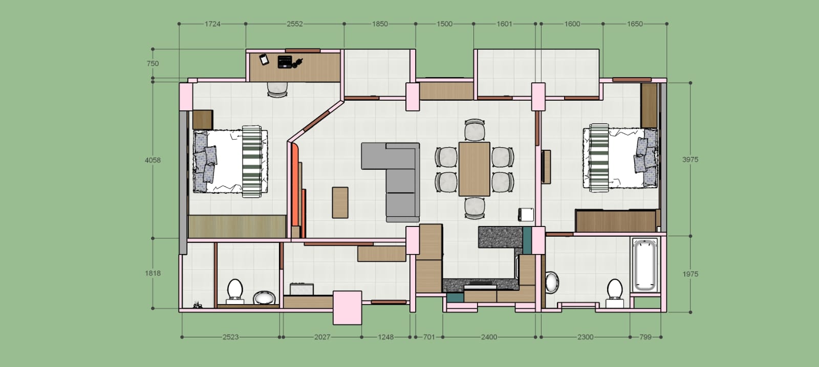 2 Bedroom Royal Superior 92sqm 間取り図