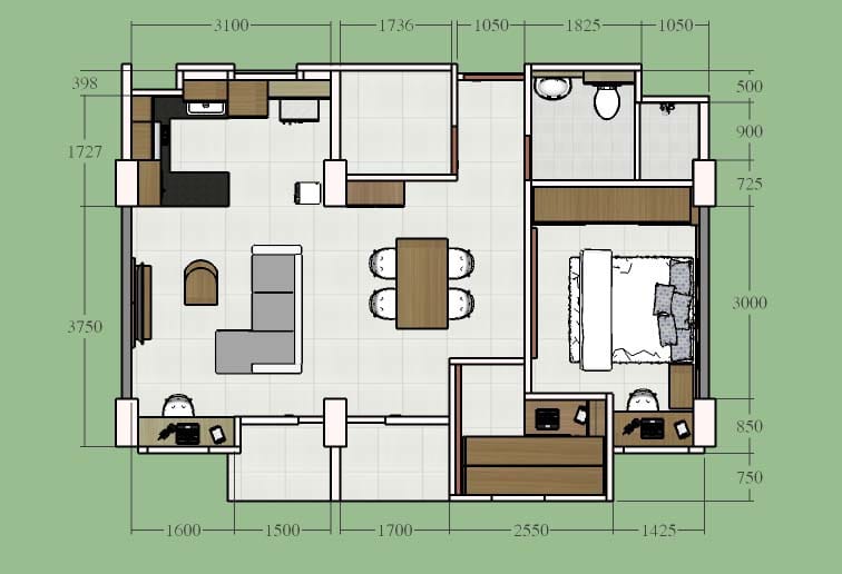 2 Bedroom Royal Deluxe 68.5sqm 間取り図