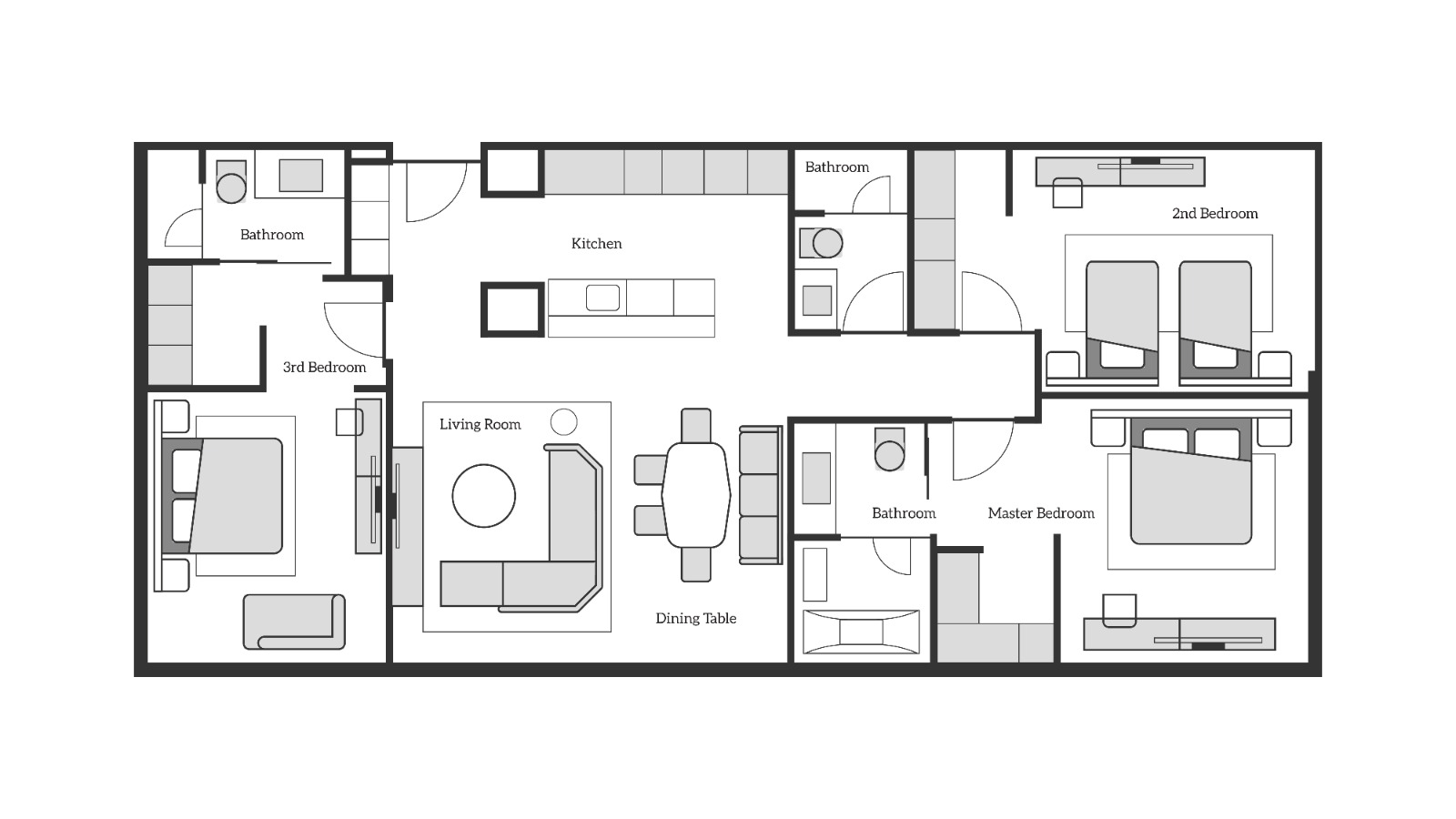 3 Bedroom 145sqm 間取り図