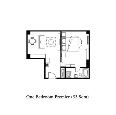 Somerset Sudirman Jakarta 1 Bedroom Premier 53sqm 間取り図
