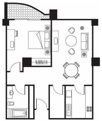 Somerset Grand Citra 1 Bedroom Classic 80sqm 間取り図