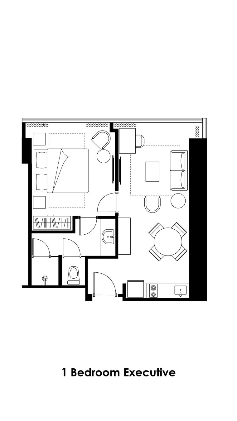 Oakwood Slipi Jakarta 1 Bedroom Executive 53sqm 間取り図