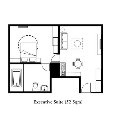 Somerset Sudirman Jakarta 1 Bedroom Executive Suite 52sqm 間取り図