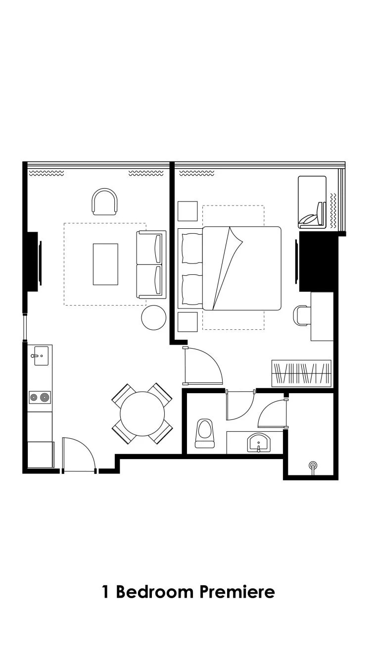 Oakwood Slipi Jakarta 1 Bedroom Premier 58sqm 間取り図