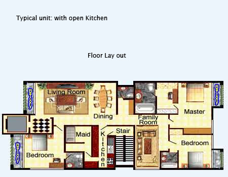 スディルマン レジデンス 236sqm Open Kitchen 間取り図